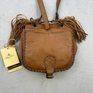 Patricia Nash Handbag Fringe Crossbody Italian Leather Suede Tassels Brown Flap